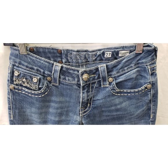 Miss Me Jeans Vintage ~ Studs and Stitching on back Pockets ~ Sz 27 - Picture 2 of 7